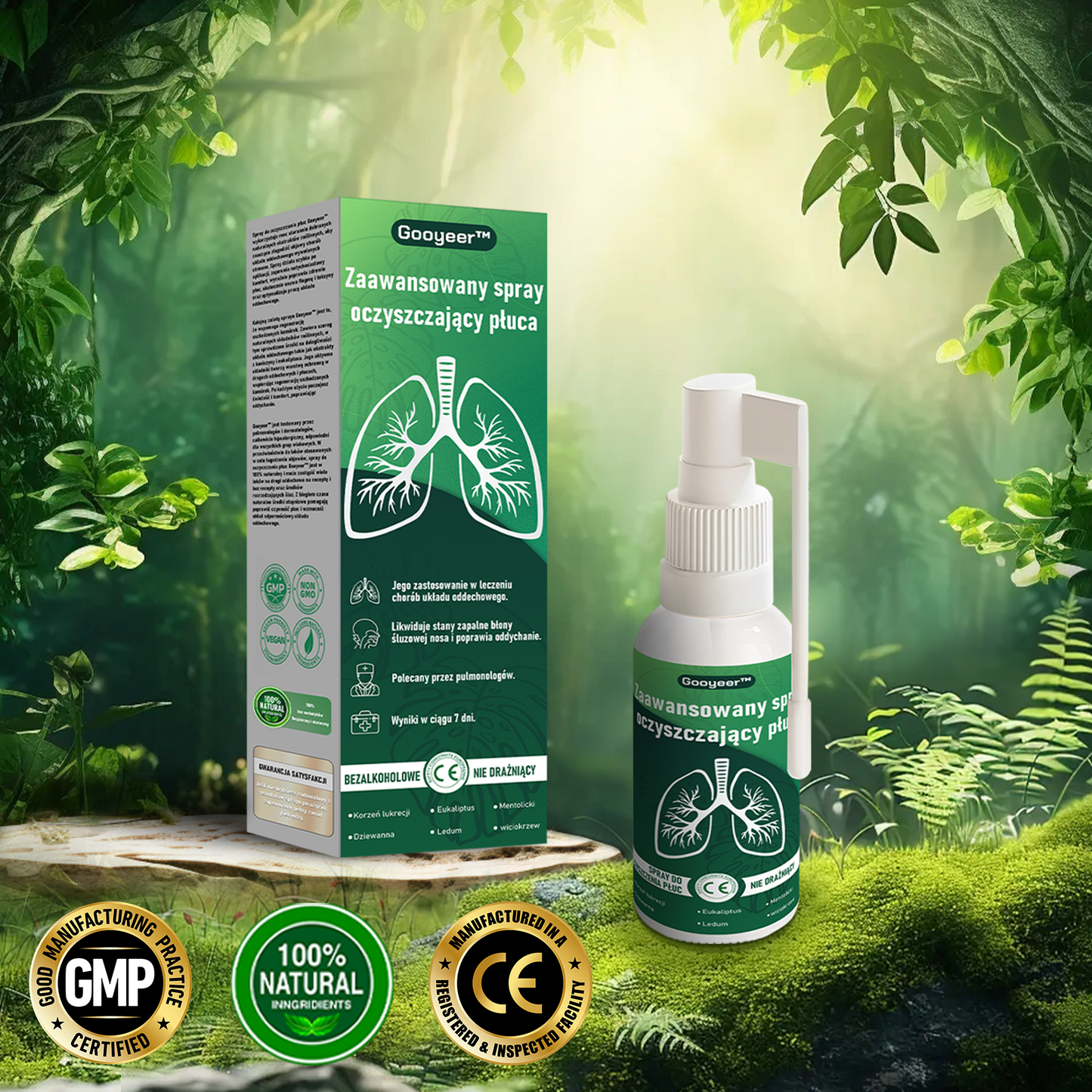 🍃𝐆𝐨𝐨𝐲𝐞𝐞𝐫™ Zaawansowany spray do oczyszczania płuc - Zdrowie płuc - Wsparcie immunologiczne, detoksykacja i wsparcie oddechowe - Certyfikat CE