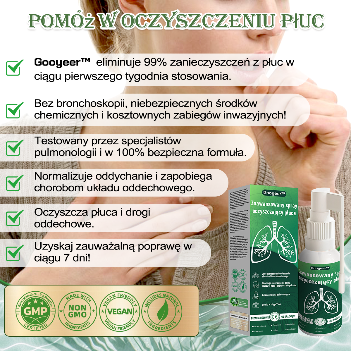 🍃𝐆𝐨𝐨𝐲𝐞𝐞𝐫™ Zaawansowany spray do oczyszczania płuc - Zdrowie płuc - Wsparcie immunologiczne, detoksykacja i wsparcie oddechowe - Certyfikat CE