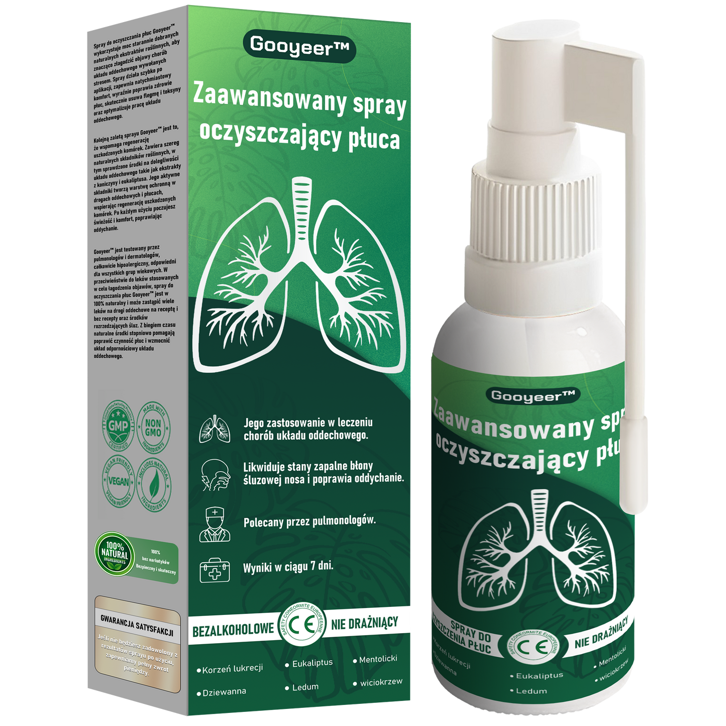 🍃𝐆𝐨𝐨𝐲𝐞𝐞𝐫™ Zaawansowany spray do oczyszczania płuc - Zdrowie płuc - Wsparcie immunologiczne, detoksykacja i wsparcie oddechowe - Certyfikat CE